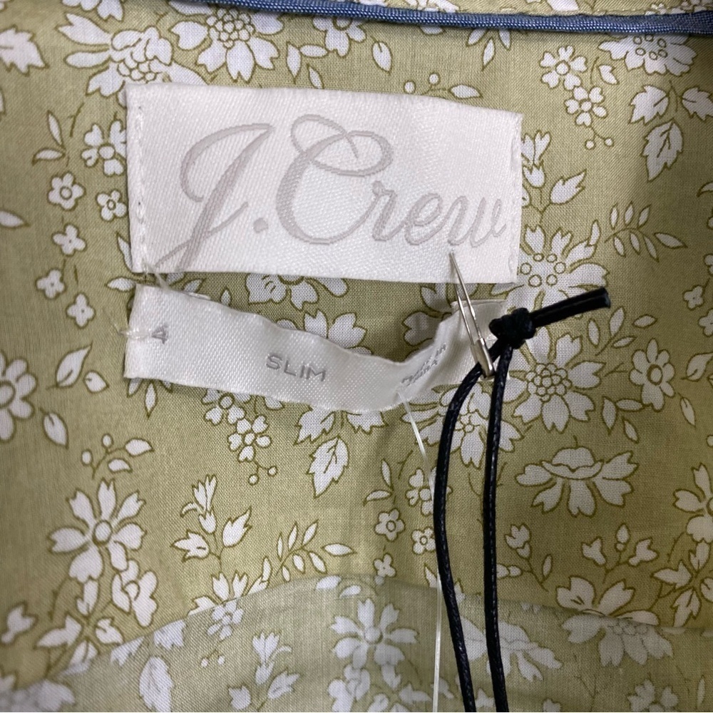 J Crew Slim Fit Liberty Capel Floral Organic Cotton Button Down Shirt Green Sz 4 - Picture 2 of 5